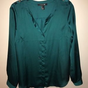 Women's Blue Blouse Forever21 Loose-fitting
